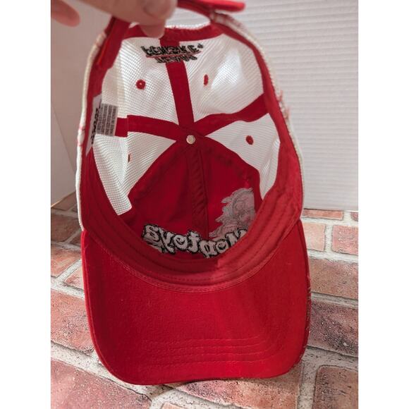 Montoya #2 Adjustable Strap Back Hat Cap Team Penske Racing Red White Bling - Picture 6 of 7